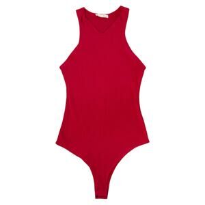 Reformation V-Neck Ribbed Bodysuit Sleeveless Red Women's Size Medium